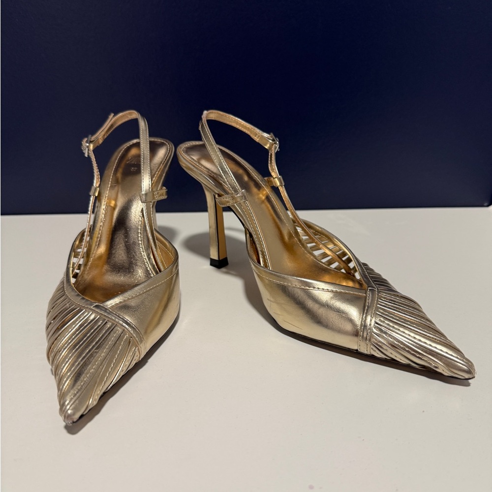 Zara Metallic Gold Heels